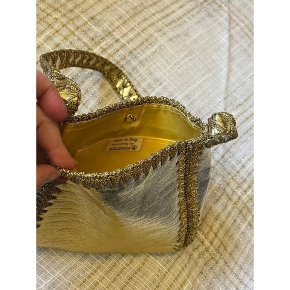 Vintage Designer WALBORG made in Italy Gold Handbag Purse with Ornate Strap - Picture 2 of 8